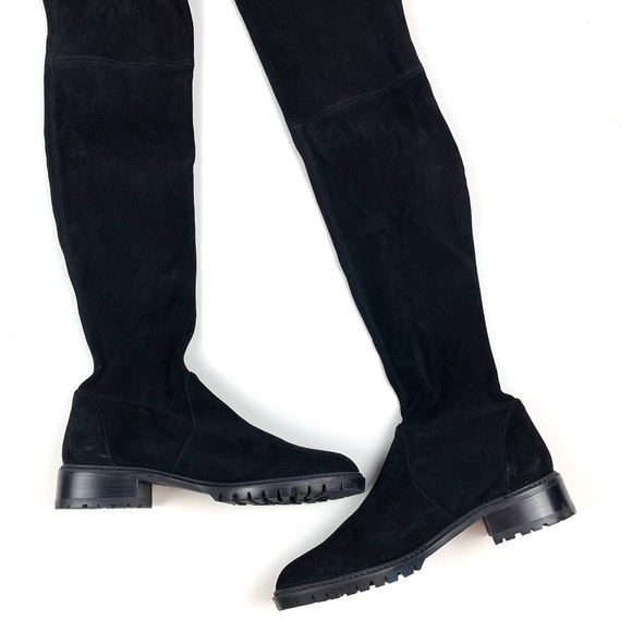 Stuart Weitzman Over The Knee Boots Suede Leather Low Block Heel Lug Sole 7 B - Picture 4 of 10